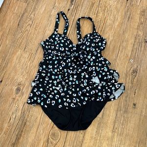 Croft & Barrow Women’s Swimsuit Black/Blue Size Large